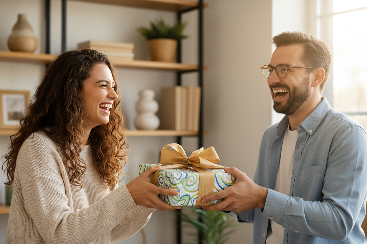 Person passing a gift to someone